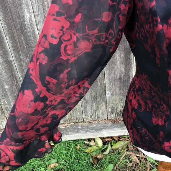 Connected Apparel Wrap Blouse w/ Ruffled collar & front w/ Side Tie & Longsleeve - Picture 10 of 11